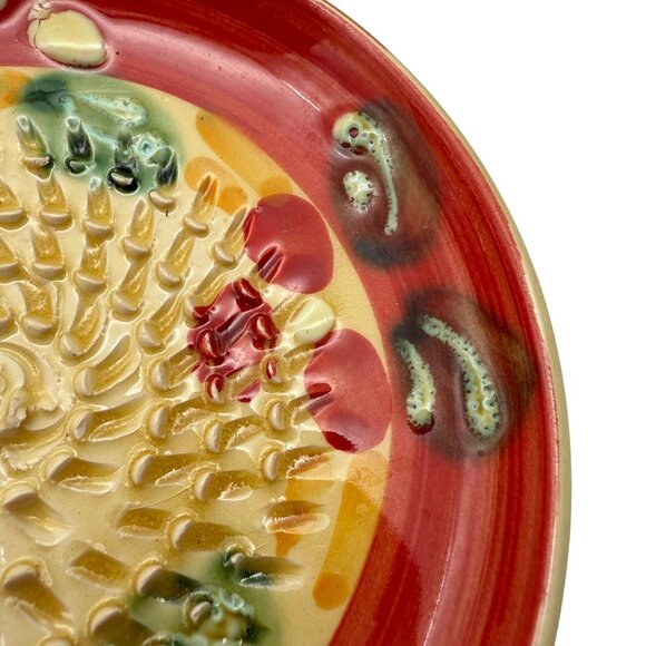 Artisan Garlic Grater Zester Rasper Plate Dish Ceramica Andaluza Rupi Spain 4.5" - Picture 3 of 8
